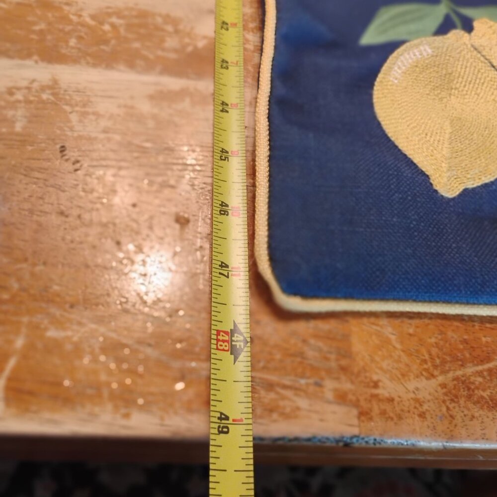 Embroidered Lemons & Daisies Table Runner Blue Background Nautica Home 48"x14" - Picture 5 of 9